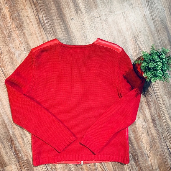 RED LEATHER JACKET WITH FRONT ZIP - Picture 2 of 5